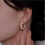 Bilandi U Shape Pearl Earrings - Elegant Women's Jewelry
