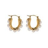 Bilandi U Shape Pearl Earrings - Elegant Women's Jewelry