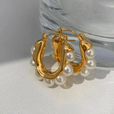 Bilandi U Shape Pearl Earrings - Elegant Women's Jewelry