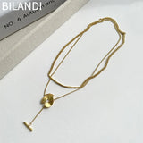 Bilandi Jewelry Two Layer Pendant Necklace High Copper Sweater Chain