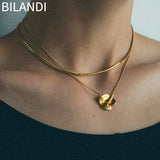 Bilandi Jewelry Two Layer Pendant Necklace High Copper Sweater Chain