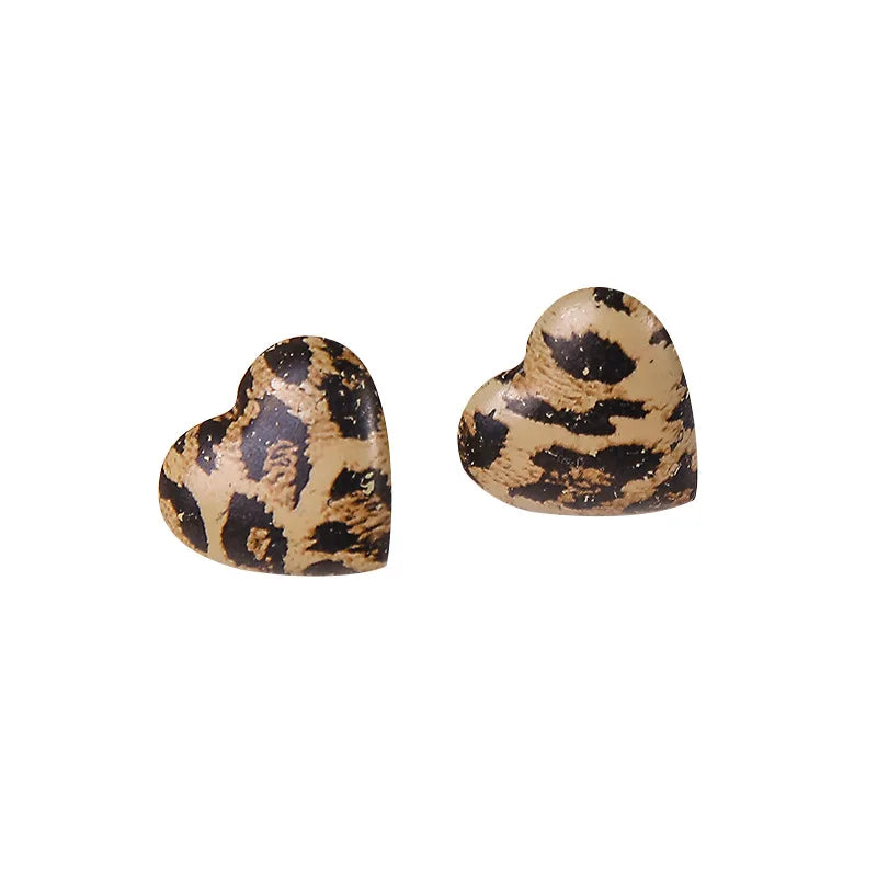 Leopard Print Earrings Vintage Heart Square Round Geometric Earrings