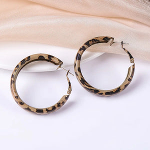 Leopard Print Earrings Vintage Heart Square Round Geometric Earrings
