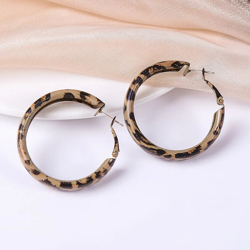 Leopard Print Earrings Vintage Heart Square Round Geometric Earrings