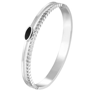 Stainless Steel Oval Enamel Bangle Bracelet Jewelry Femme Gift