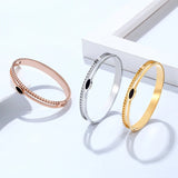 Stainless Steel Oval Enamel Bangle Bracelet Jewelry Femme Gift