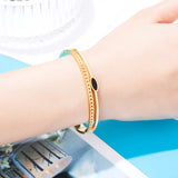Stainless Steel Oval Enamel Bangle Bracelet Jewelry Femme Gift
