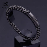 Retro Biker Men Stainless Steel Brushed Matte Wrist Chain Link Bracelet
