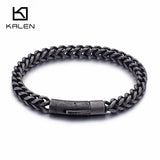 Retro Biker Men Stainless Steel Brushed Matte Wrist Chain Link Bracelet