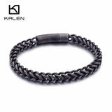 Retro Biker Men Stainless Steel Brushed Matte Wrist Chain Link Bracelet