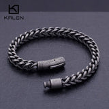 Retro Biker Men Stainless Steel Brushed Matte Wrist Chain Link Bracelet
