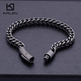 Retro Biker Men Stainless Steel Brushed Matte Wrist Chain Link Bracelet