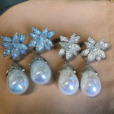 CZ Flower Drop Earring for Women