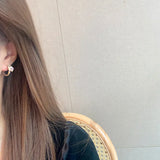 Red Zircon Snake-ear Buckle Earrings with Copper Inlay