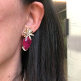Green Cubic Zirconia Flower Earrings for Women