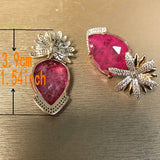 Green Cubic Zirconia Flower Earrings for Women