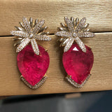 Green Cubic Zirconia Flower Earrings for Women