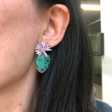 Green Cubic Zirconia Flower Earrings for Women