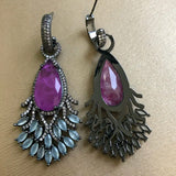 Purple Cubic Zirconia Earrings Wedding Jewelry