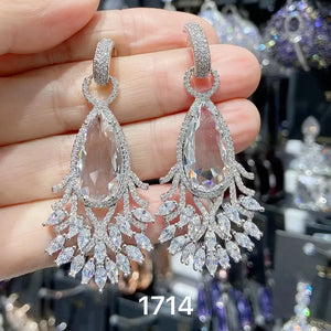 Purple Cubic Zirconia Earrings Wedding Jewelry