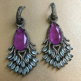 Purple Cubic Zirconia Earrings Wedding Jewelry