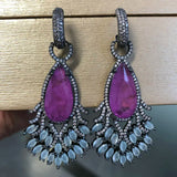 Purple Cubic Zirconia Earrings Wedding Jewelry