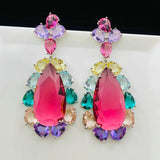 CZ Red Earrings for Women Wedding