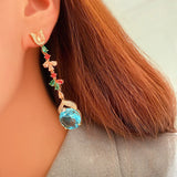 Red Cubic Zirconia Long Earrings for Women