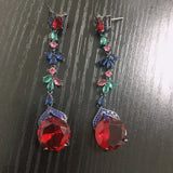 Red Cubic Zirconia Long Earrings for Women