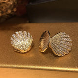 Fan Shell French Style Zircon Earring
