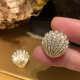 Fan Shell French Style Zircon Earring