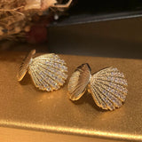 Fan Shell French Style Zircon Earring