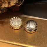 Fan Shell French Style Zircon Earring