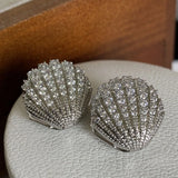 Fan Shell French Style Zircon Earring