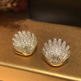 Fan Shell French Style Zircon Earring