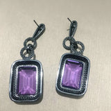 Yellow Square CZ Long Earrings for Women