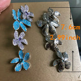 Stylish Blue and Purple Flower Earrings for Women