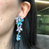 Stylish Blue and Purple Flower Earrings for Women