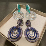 Cubic Zircon Oval Purple Drop Earring Wedding Party