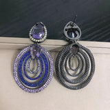 Cubic Zircon Oval Purple Drop Earring Wedding Party