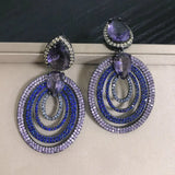 Cubic Zircon Oval Purple Drop Earring Wedding Party