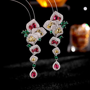 Green CZ Long Heavy Drop Earring for Women