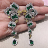 Green CZ Long Heavy Drop Earring for Women