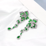Green CZ Long Heavy Drop Earring for Women
