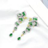 Green CZ Long Heavy Drop Earring for Women