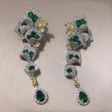 Green CZ Long Heavy Drop Earring for Women