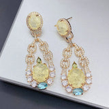 Yellow Cubic Zirconia Dangling Earrings for Women