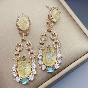 Yellow Cubic Zirconia Dangling Earrings for Women