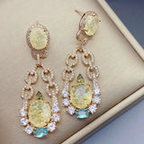 Yellow Cubic Zirconia Dangling Earrings for Women