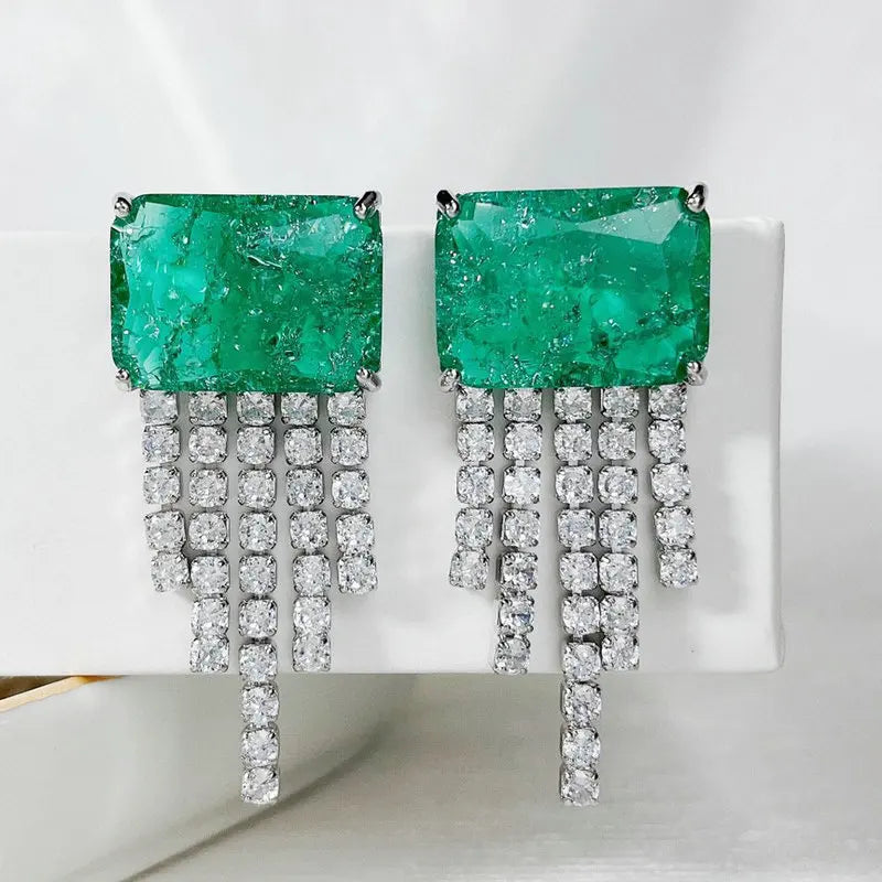 Green Tassel Earring for Women
